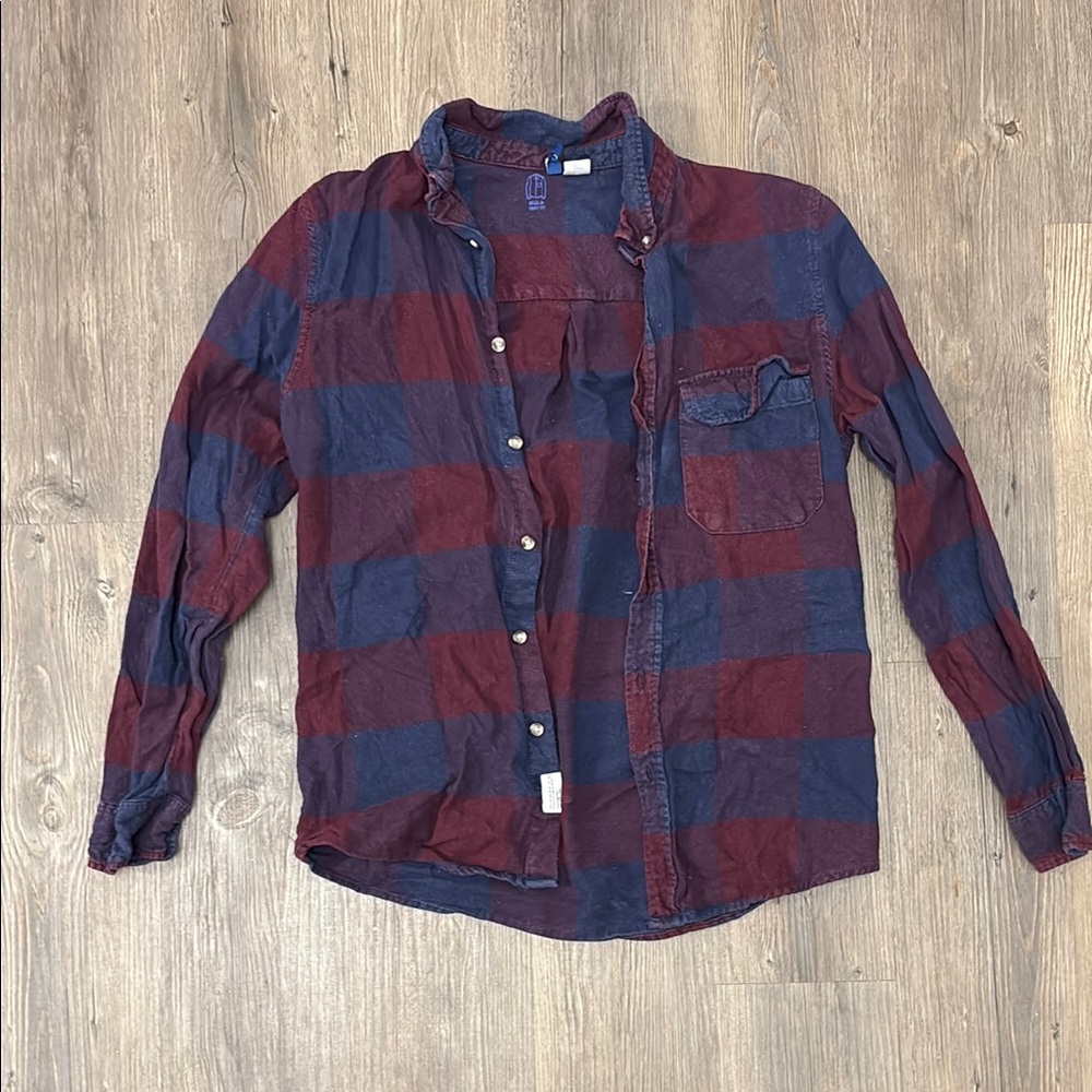 Men's Red and Blue Plaid Shirt